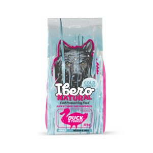 Ibero Hidegen sajtolt kutyatáp adult DUCK Medium 12 kg