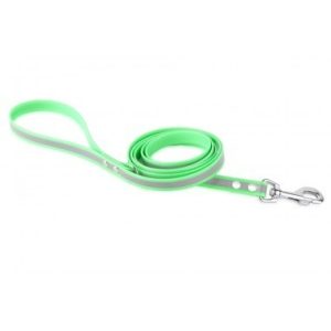 Firedog BioThane póráz Fényvisszaverő 19 mm 1,2 m fogóval & D-ring light green