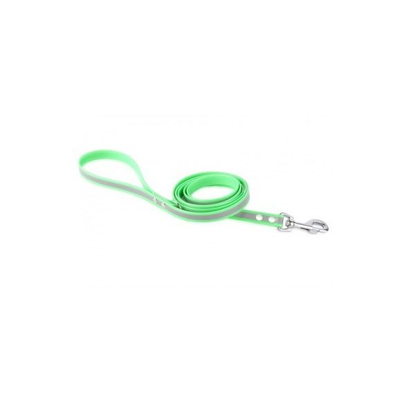 Firedog BioThane póráz Fényvisszaverő 19 mm 2 m fogóval & D-ring light green