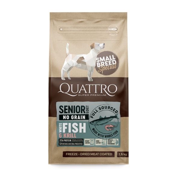 QUATTRO Hypoallergenic SMALL BREED SENIOR FISH AND KRILL kutyatáp 7kg