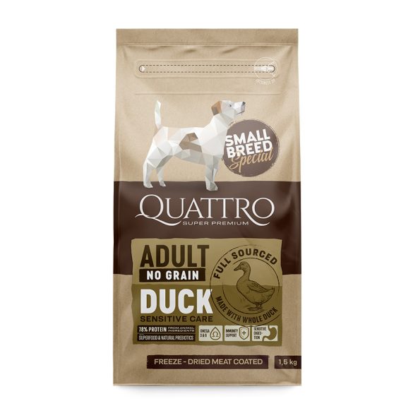 QUATTRO Hypoallergenic SMALL BREED ADULT DUCK kutyatáp 1,5kg