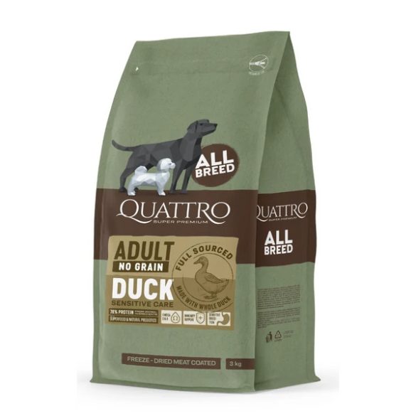QUATTRO grain-free DUCK adult kutyatáp 12 kg