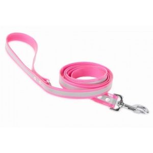 Firedog BioThane póráz Fényvisszaverő 25 mm 2 m fogóval & D-ring pink