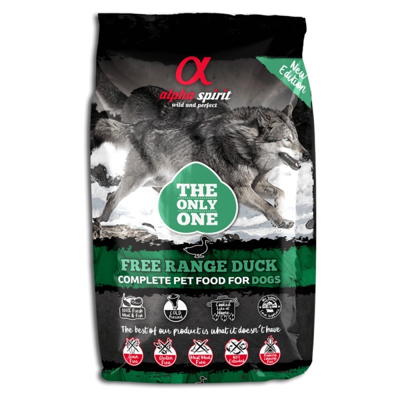 Alpha Spirit Hundefutter Ente – 3 Kg, 85% Frisches Entenfleisch, Getreidefrei, Glutenfrei