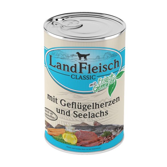 LandFleisch Classic - Kacsa- és csirkeszív tengeri lazaccal 400 g