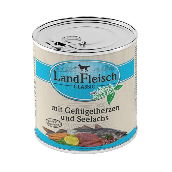 LandFleisch Classic - Kacsa- és csirkeszív tengeri lazaccal 800 g