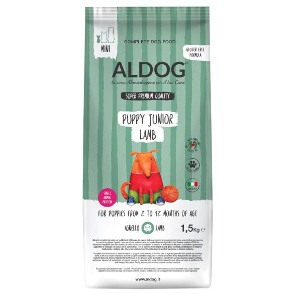 ALDOG PUPPY-JUNIOR LAMB HIPOALLERGÉN KUTYATÁP MINI 1,5 kg