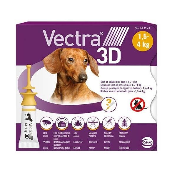 Vectra® 3D rácsepegtető oldat kutyáknak 1,5-4 kg