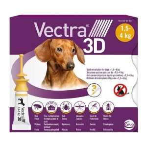 Vectra® 3D rácsepegtető oldat kutyáknak 1,5-4 kg 3 pipetta