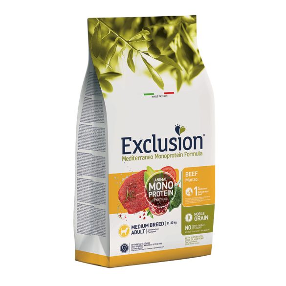 Exclusion Mediterraneo Monoprotein Formula Noble Grain Adult Beef Medium 3 kg