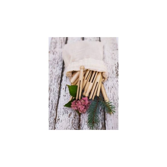 Napvirág Ruhacsipesz hagyományos natúr Redecker fából vászon zsákban, rugó nélkül 50 db