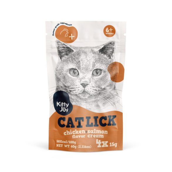 Kitty Joy Cat Lick - Csirke + Lazac krém 4 * 15 g