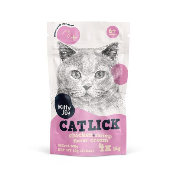 Kitty Joy Cat Lick - Csirke + Garnélarák krém 4 * 15 g