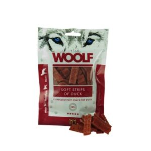 Woolf Soft strips of Duck puha jutalomfalat kacsahús darabok kutyáknak 100g