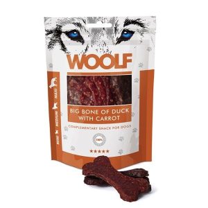 Woolf Big Bone of Duck with Carrot csont alakú kacsahús jutalomfalat répával 100g