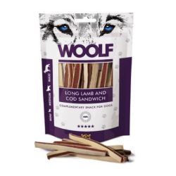   Woolf Soft Long Lamb and Cod Sandwich puha bárányhús jutalomfalat csíkok tőkehallal 100g