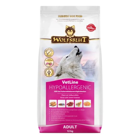Wolfsblut VetLine Hypoallergenic - Lóhús száraz kutyatáp 12 kg